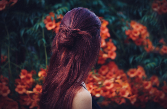 Woman with long red hair