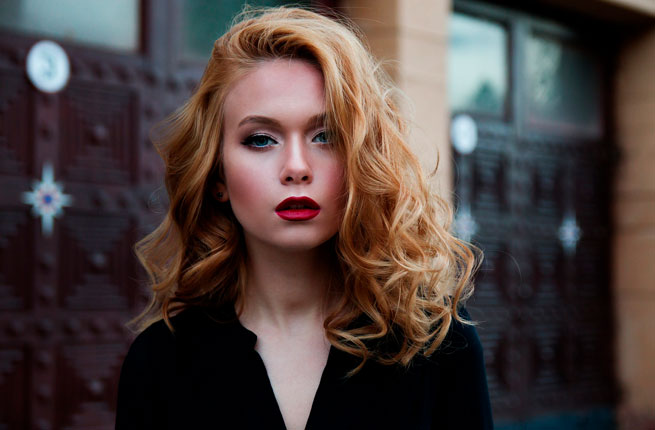 Woman with curly hair