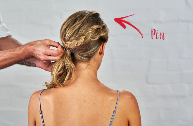 Curly plaited side ponytail