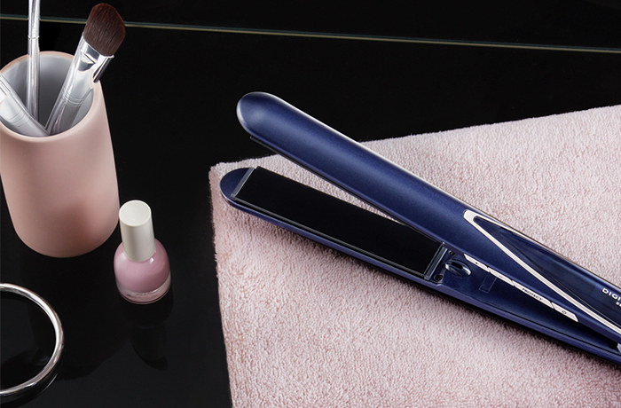 Hair straightener on dresser